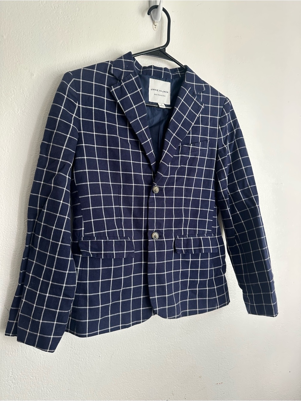 Janie & Jack Navy and White Grid Blazer